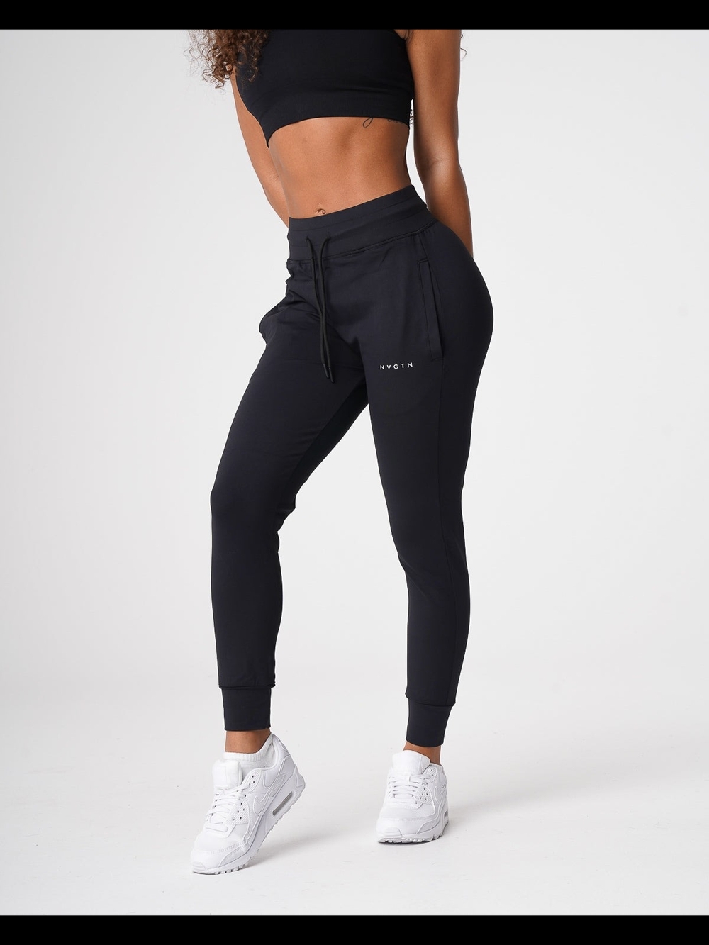 NVGTN Black Jogger Pants - Slim Fit Activewear MEDIUM